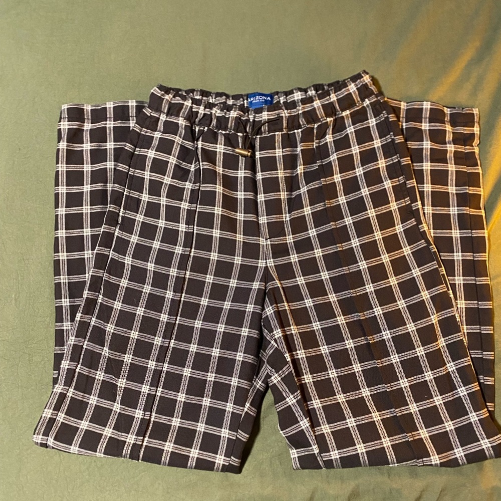 Black and white plaid trousers